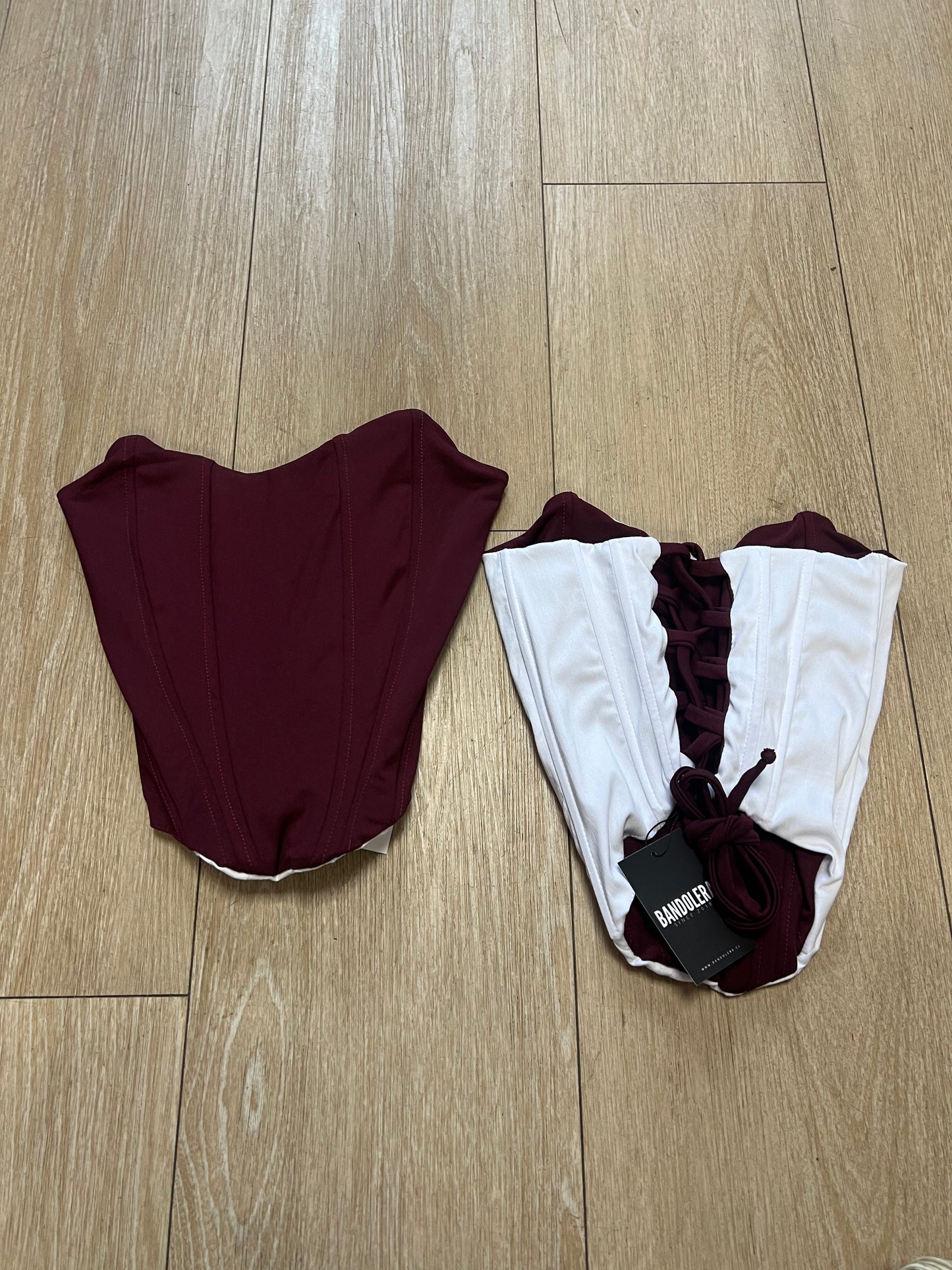 Corset classic burdeo/ blanco