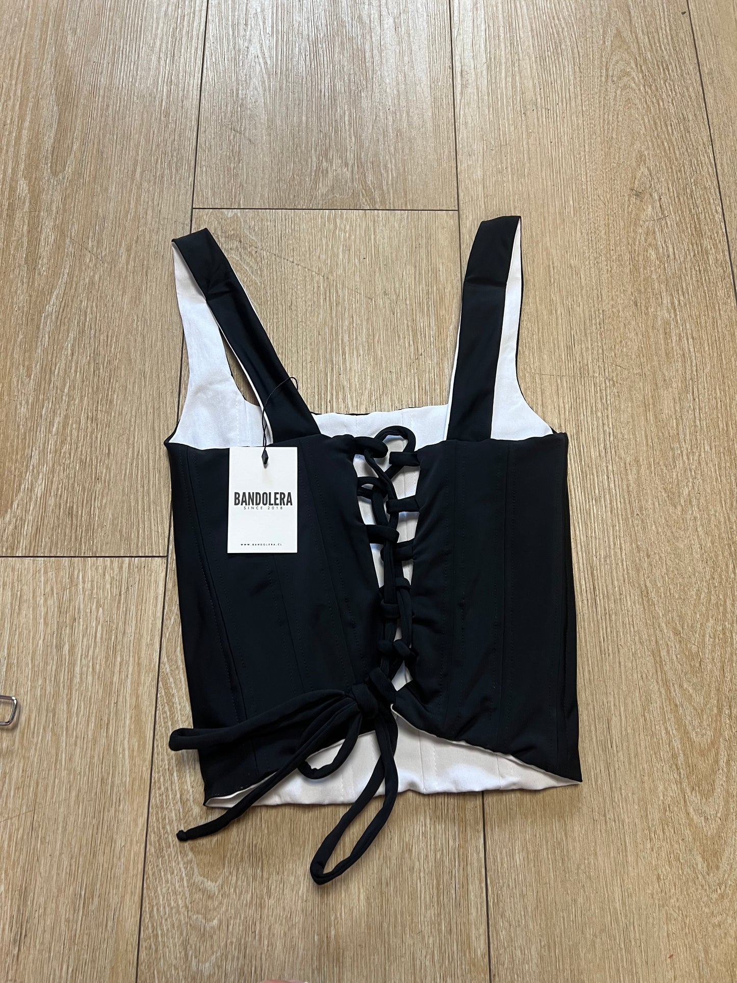 Corset reversible rebel negro/ blanco