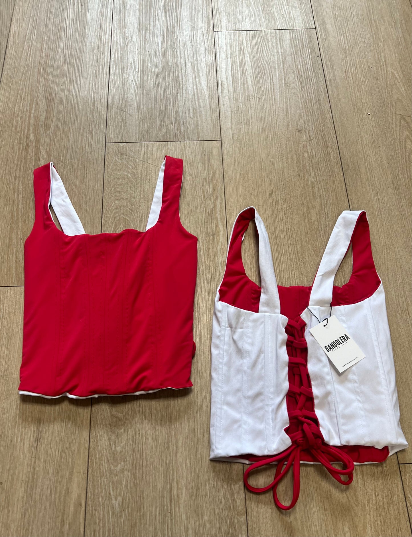 Corset reversible rebel rojo/ blanco