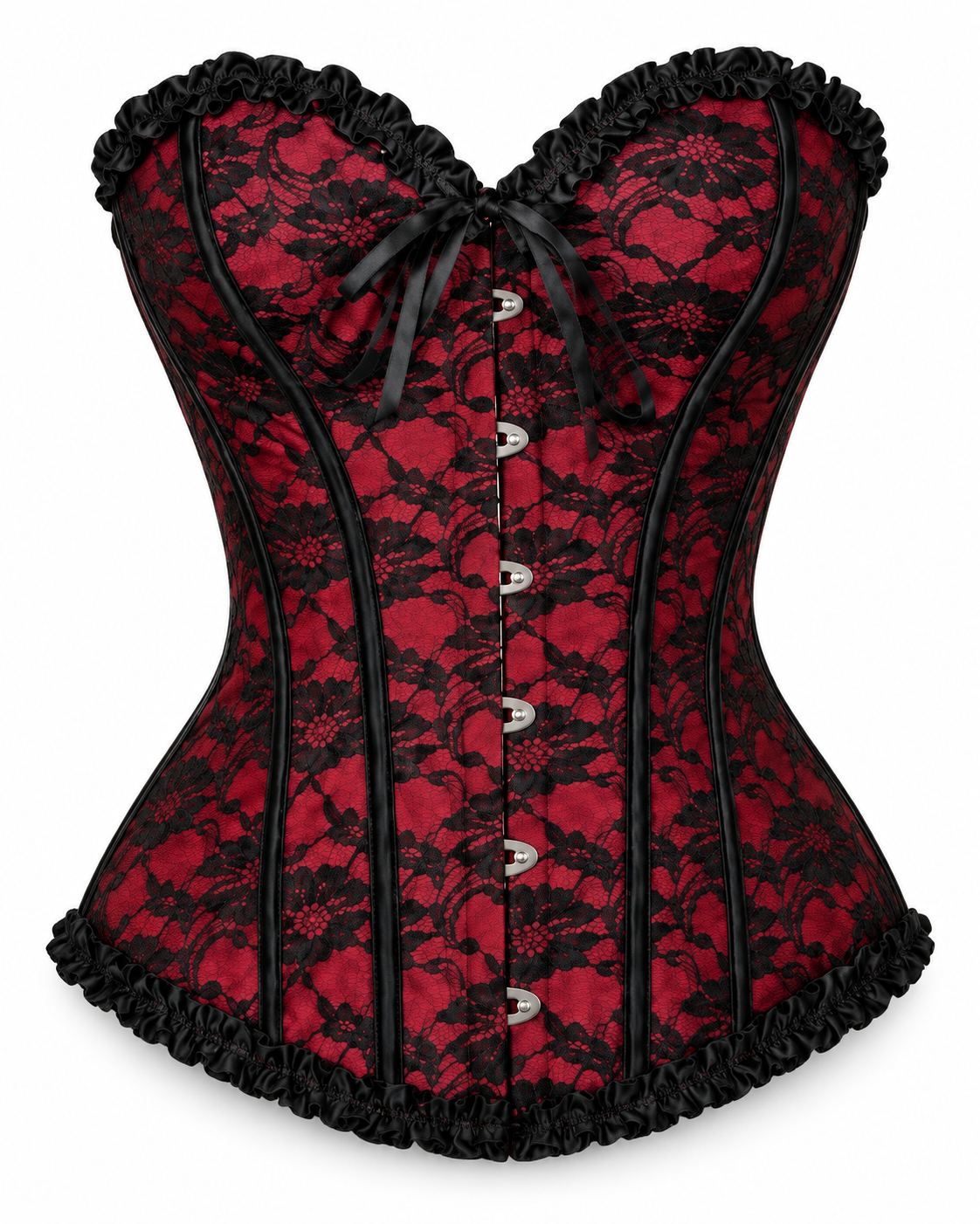 Corset Victoriano Encaje Rojo/Negro