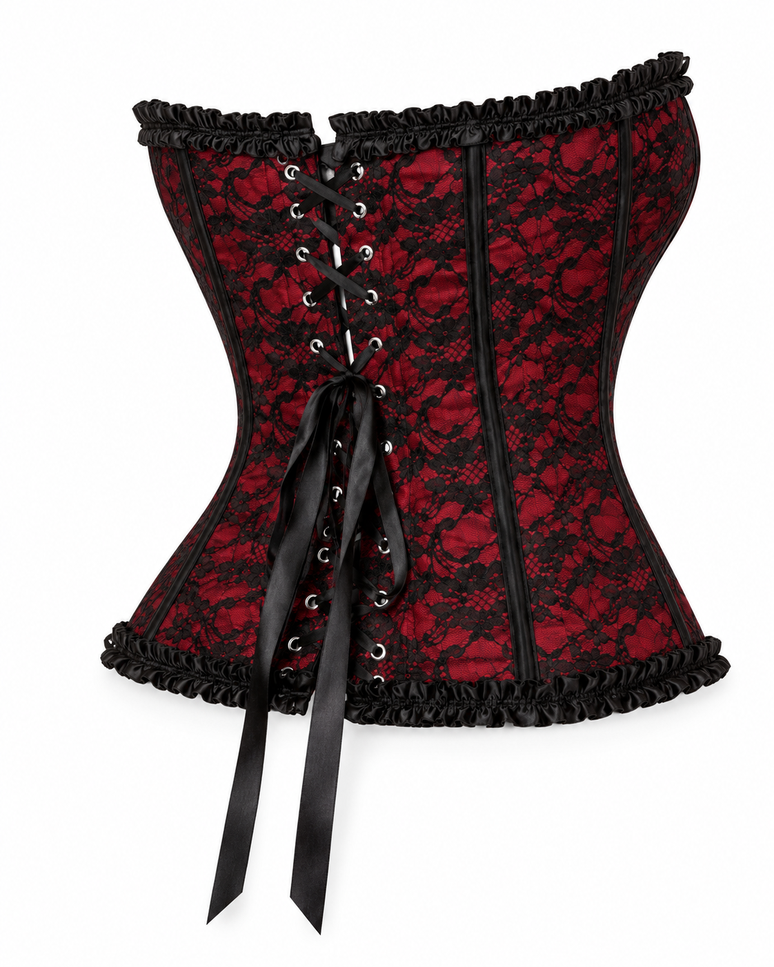 Corset Victoriano Encaje Rojo/Negro