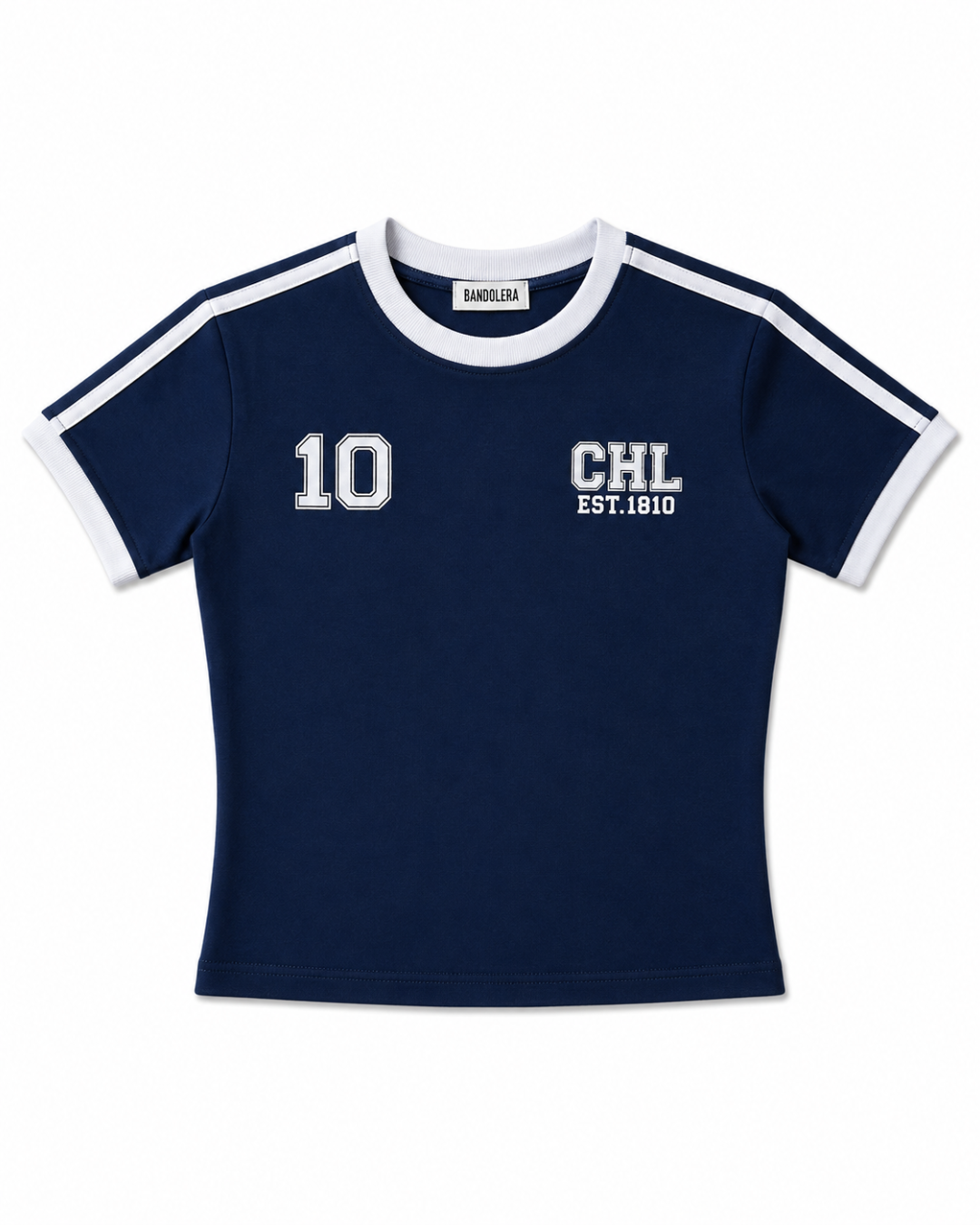 Baby Tee CHL Azul/Blanco Estampada