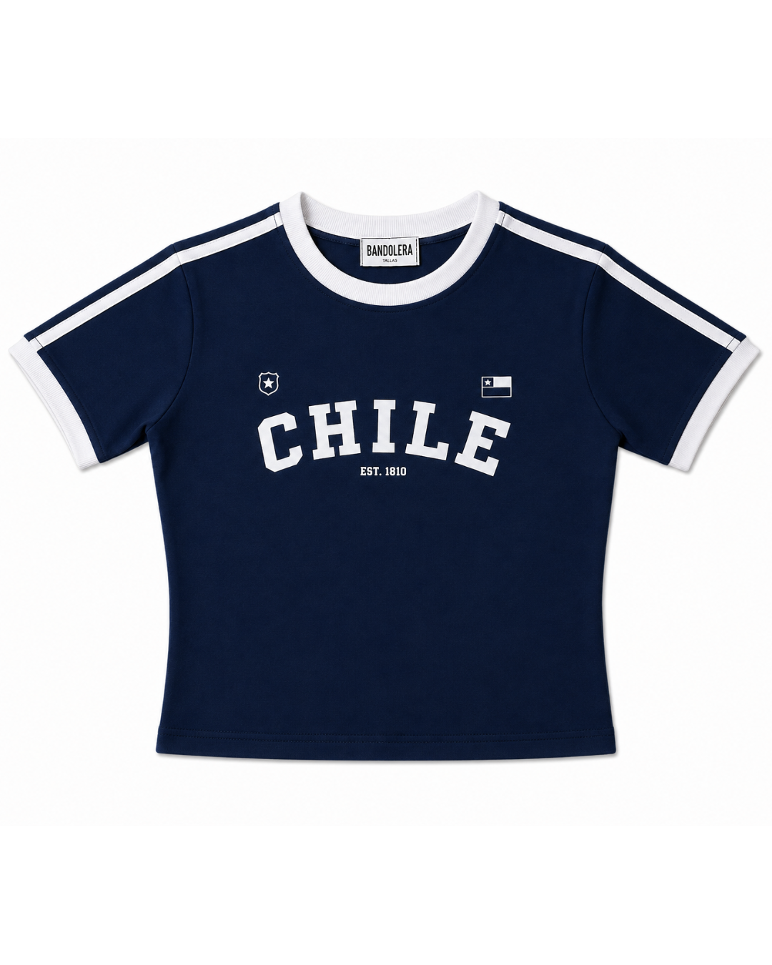 Baby Tee Chile Azul/Blanco Estampada