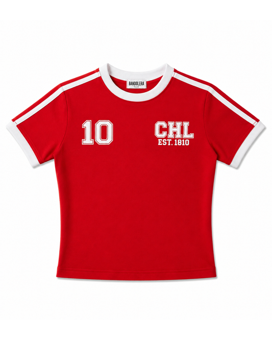 Baby Tee CHL Roja/Blanco Estampada