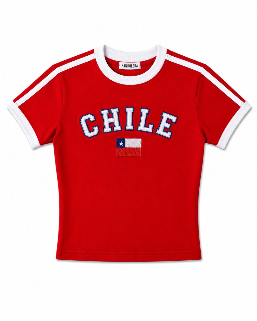 Baby Tee Chile Bordada Roja/Blanco
