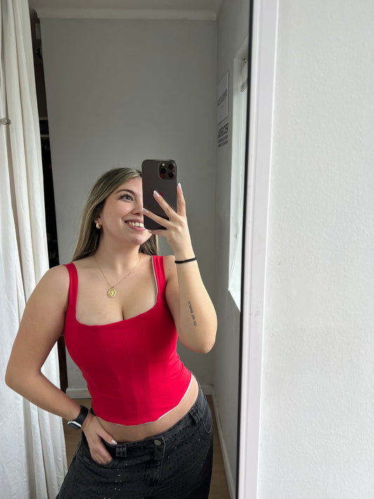 Corset reversible rebel rojo/ blanco