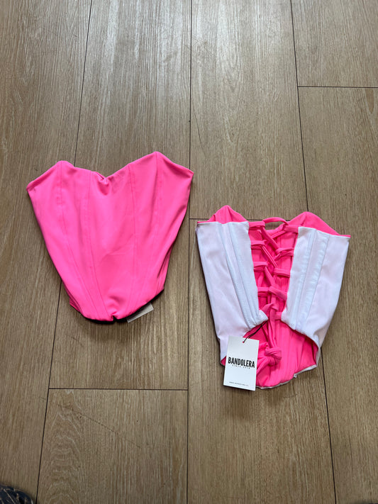 Corset classic rosado/ blanco
