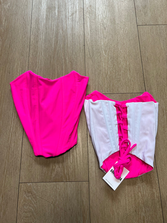 Corset classic fucsia/ blanco