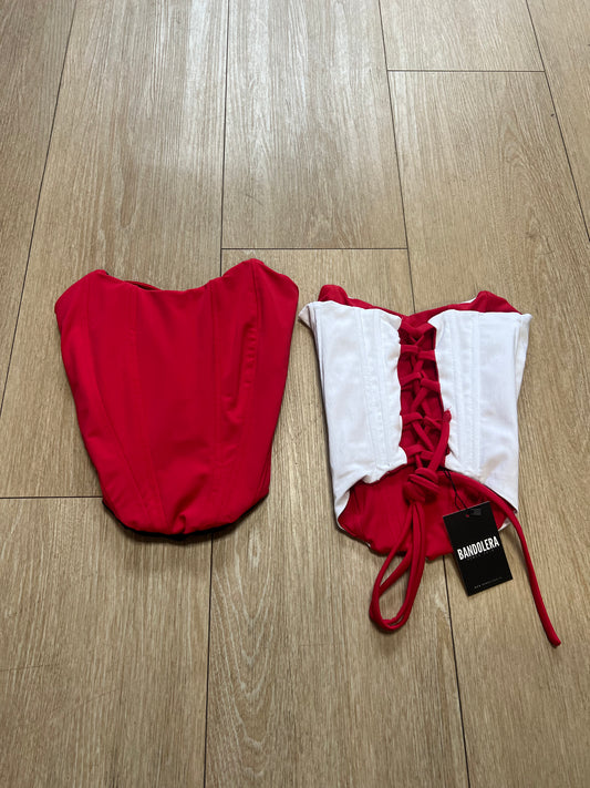 Corset classic rojo/ blanco