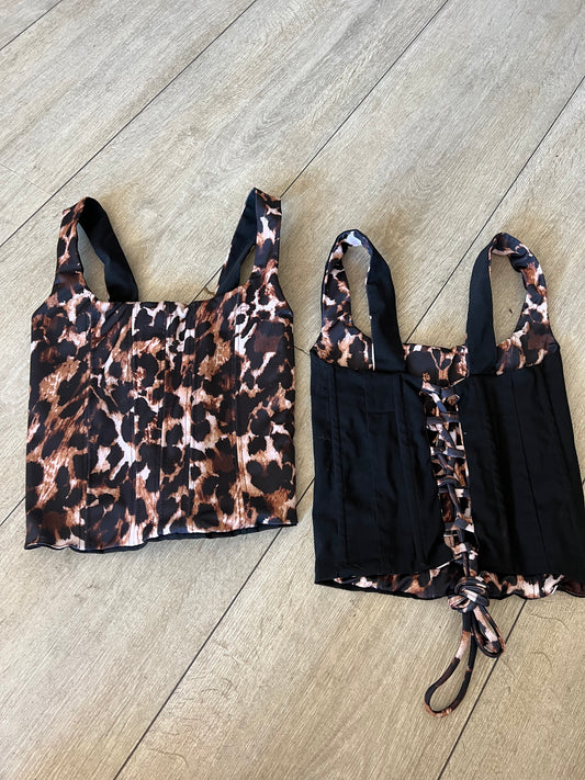 Corset reversible rebel print/ negro