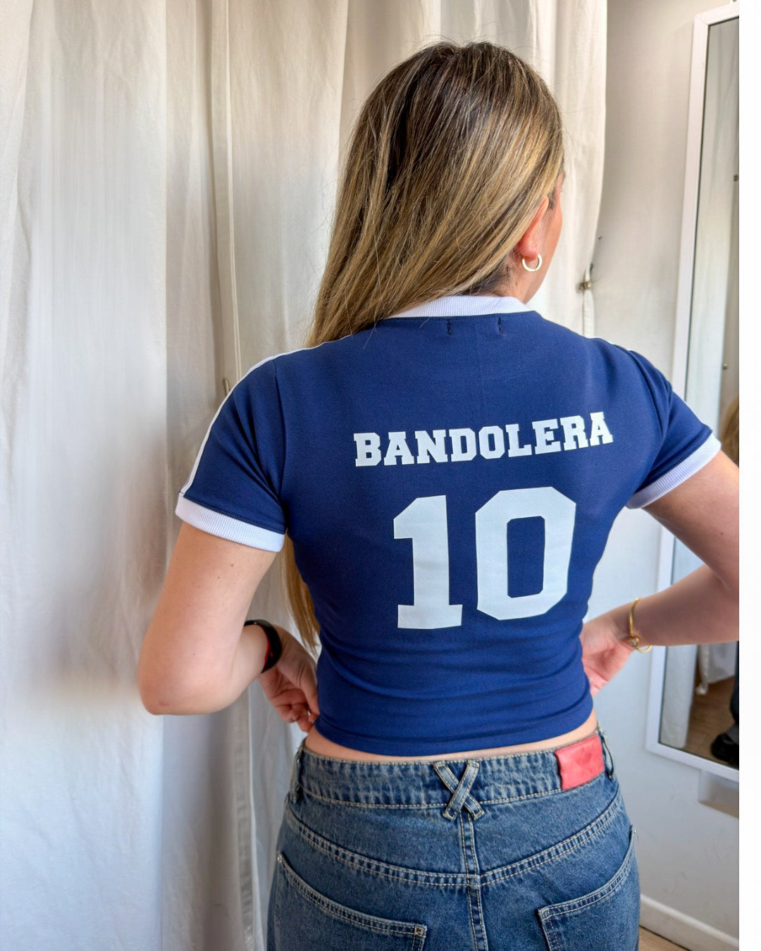 Baby Tee CHL Azul/Blanco Estampada